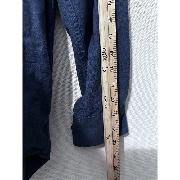 Duluth Trading Co Flannel Shirt Men’s Sz L Blue Button Up Long Sleeve Utility - Picture 9 of 10